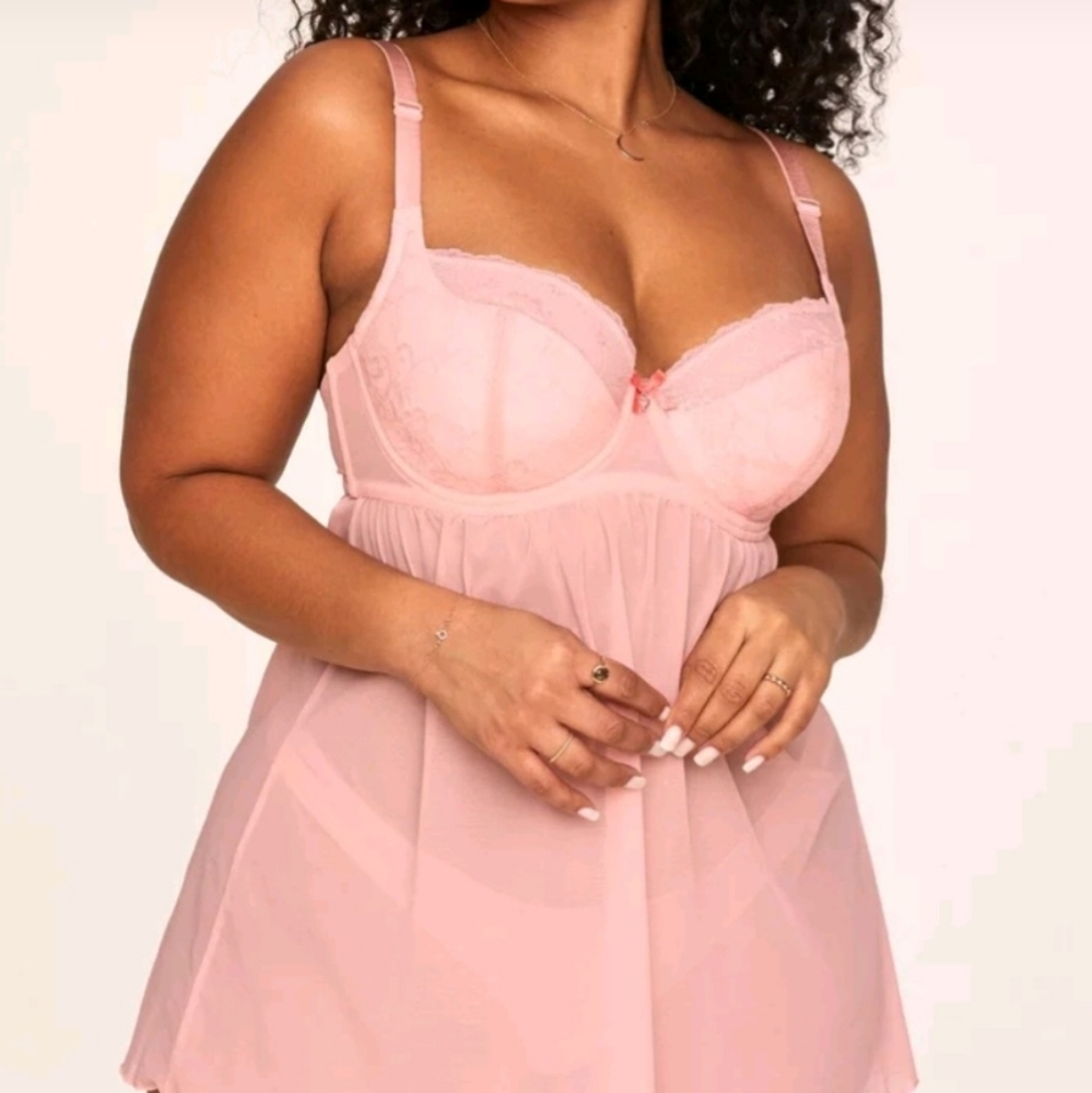 Adore Me Beautiful Pink Baby Doll Size 2XL. Great Material worn once for photos.